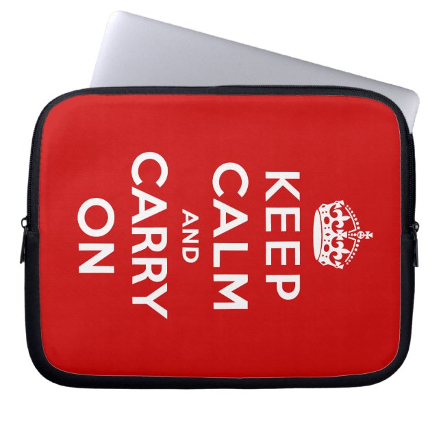 Kalm houden en doorgaan laptop sleeve (Voorkant)