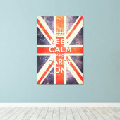 kalm houden en doorgaan met de  vlag van Union Jac Canvas Afdruk (Insitu (Houten vloer))