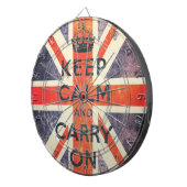 kalm houden en doorgaan met de  vlag van Union Jac Dartbord (Voorkant Rechts)