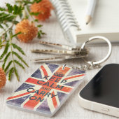 kalm houden en doorgaan met de vlag van Union Jac Sleutelhanger (Voorkant Rechts)