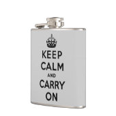 kalm houden en doorgaan met grijs en zwart heupfles (Links)