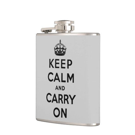 kalm houden en doorgaan met grijs en zwart heupfles (Links)