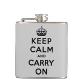 kalm houden en doorgaan met grijs en zwart heupfles (Voorkant)