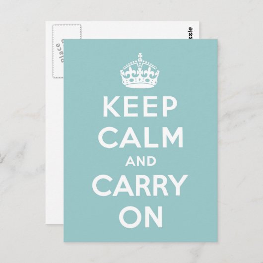 Kalm houden en doorgaan op lichtblauw briefkaart (Voorkant / Achterkant)