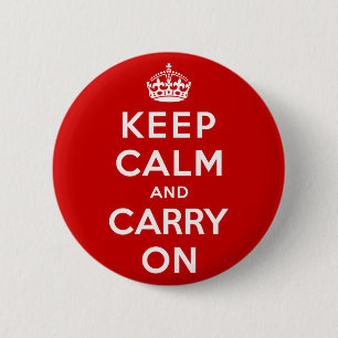 Kalm houden en doorgaan ronde button 5,7 cm