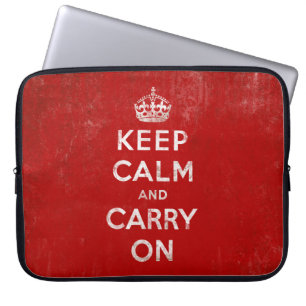 Kalm houden en doorgaan, rood en wit laptop sleeve