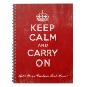 Kalm houden en doorgaan, rood en wit notitieboek (Voorkant)