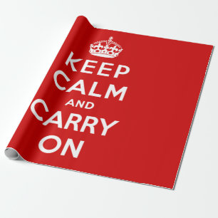 Kalm houden en doorgaan (rood ontwerp) cadeaupapier