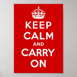 Kalm houden en doorgaan - rood poster