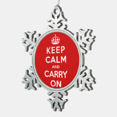 Kalm houden en doorgaan tin sneeuwvlok ornament (Rechts)