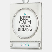 Kalm houden en doorgaan verzilverd banner ornament (Links)