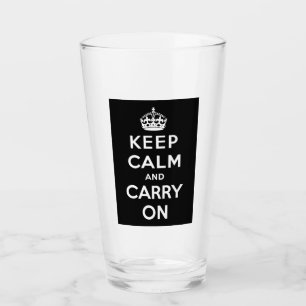 Kalm houden en doorgaan (zwart ontwerp) glas