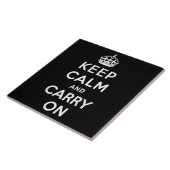 Kalm houden en doorgaan (zwart ontwerp) tegeltje (Zijkant)