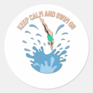 Kalm houden en draaibaar houden - Swimmer-ontwerp Ronde Sticker