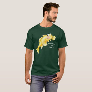 Kalm houden en draaien aan t-shirt