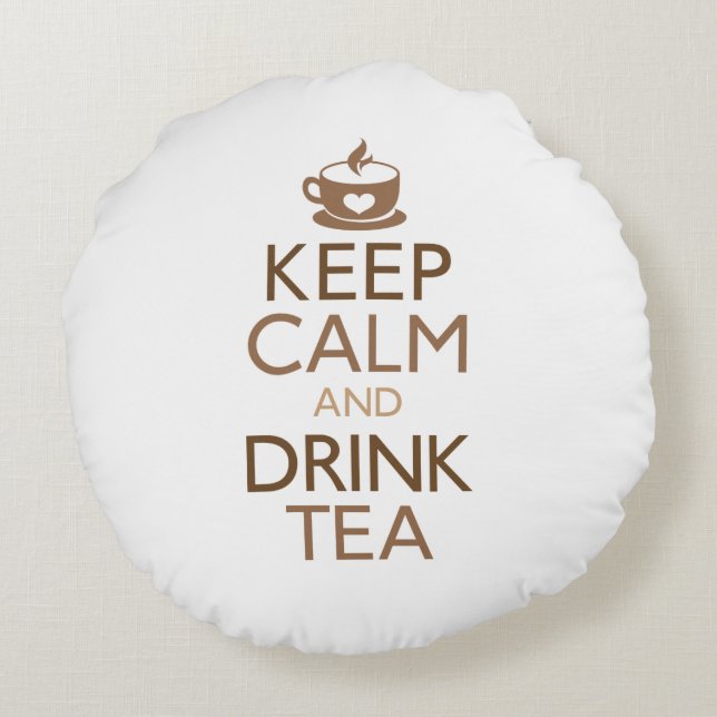 Kalm houden en Drink thee Rond Kussen (Achterkant)