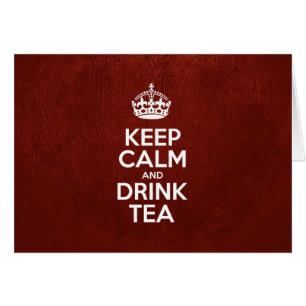 Kalm houden en Drink thee, rood leder, kroon