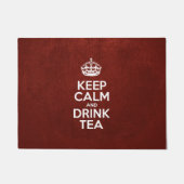 Kalm houden en Drink thee, rood leder, kroon Deurmat (Voorkant)