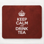 Kalm houden en Drink thee, rood leder, kroon Muismat (Voorkant)