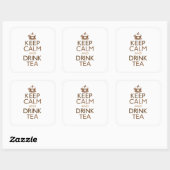 Kalm houden en Drink thee Vierkante Sticker (Vel)