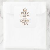 Kalm houden en Drink thee Vierkante Sticker (Tas)