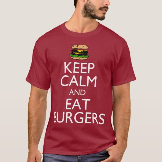 Kalm houden en Eat Burgers T-shirt (Voorkant)