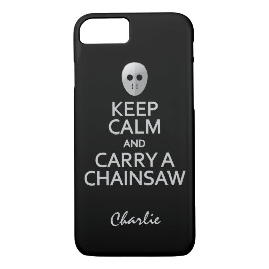 Kalm houden en een aangepaste Chainzaag-hoesjes dr Case-Mate iPhone Case (Achterkant)