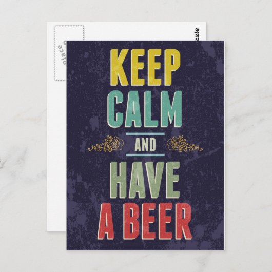 Kalm houden en een bier hebben briefkaart (Voorkant / Achterkant)