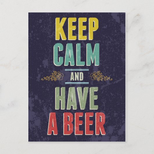 Kalm houden en een bier hebben briefkaart (Voorkant)