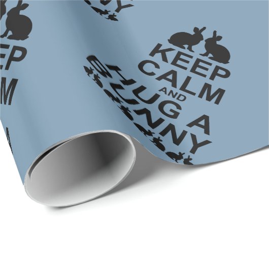 Kalm houden en een Bunny Wrapping Paper (blauw) af Cadeaupapier (Rol Hoek)