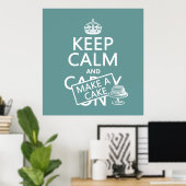 Kalm houden en een Cake maken Poster (Thuiskantoor)