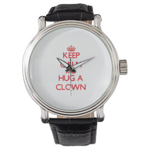 Kalm houden en een clown vasthouden horloge