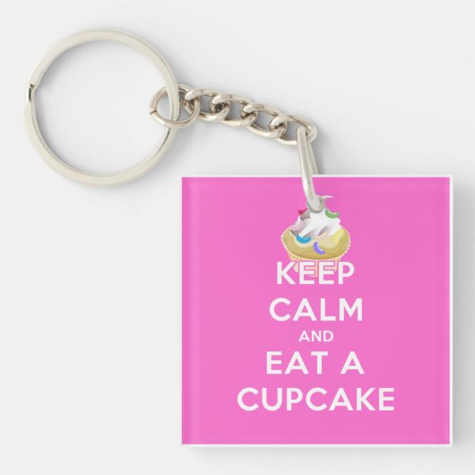 Kalm houden en een Cupcake eten Sleutelhanger (Voorkant)