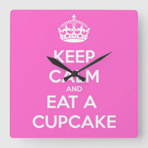 Kalm houden en een cupcake eten vierkante klok
