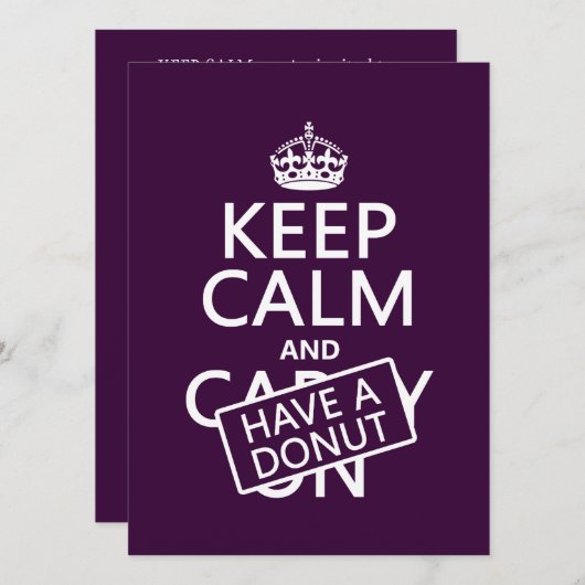 Kalm houden en een donut hebben kaart (Voorkant / Achterkant)