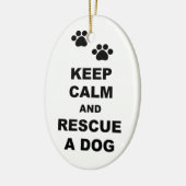 Kalm houden en een hond redden keramisch ornament (Links)