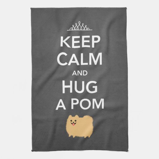 Kalm houden en een pom vasthouden - Cute Tan Pomme Theedoek (Verticaal)