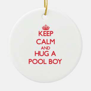 Kalm houden en een pooljongen vasthouden keramisch ornament