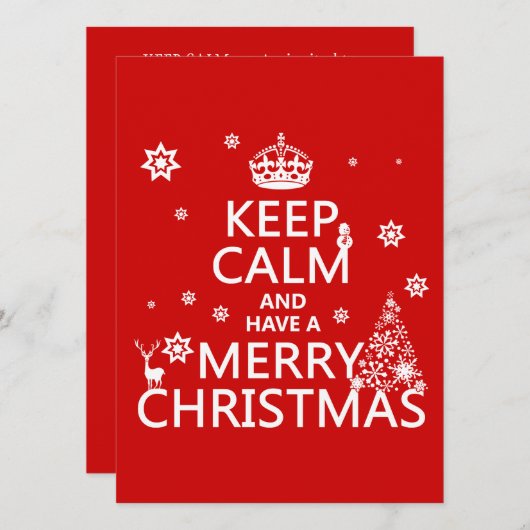 Kalm houden en een prettige kerst hebben kaart (Voorkant / Achterkant)