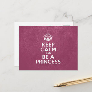 Kalm houden en een prinses zijn, Roze leder, Kroon Briefkaart