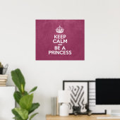 Kalm houden en een prinses zijn, Roze leder, Kroon Poster (Thuiskantoor)