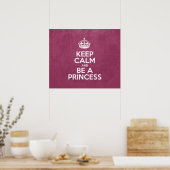 Kalm houden en een prinses zijn, Roze leder, Kroon Poster (Keuken)