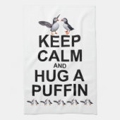 Kalm houden en een Puffin Kitchen Towel vasthouden Theedoek (Verticaal)