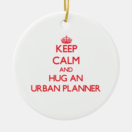 Kalm houden en een stadsplanner vasthouden keramisch ornament (Voorkant)