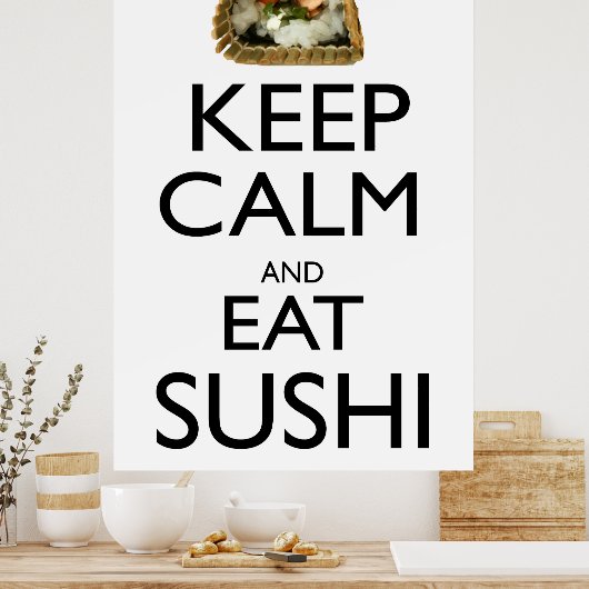 Kalm houden en eten poster (Keuken)