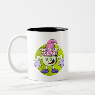 Kalm houden en eten tweekleurige koffiemok