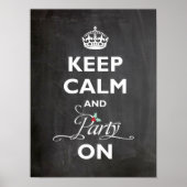 Kalm houden en feest op Chalkboard Funny Holiday Poster (Voorkant)