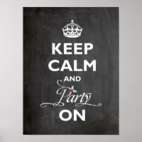 Kalm houden en feest op Chalkboard Funny Holiday