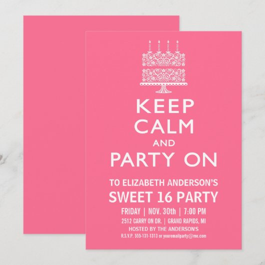 Kalm houden en feest op zestien zondag. kaart (Voorkant / Achterkant)