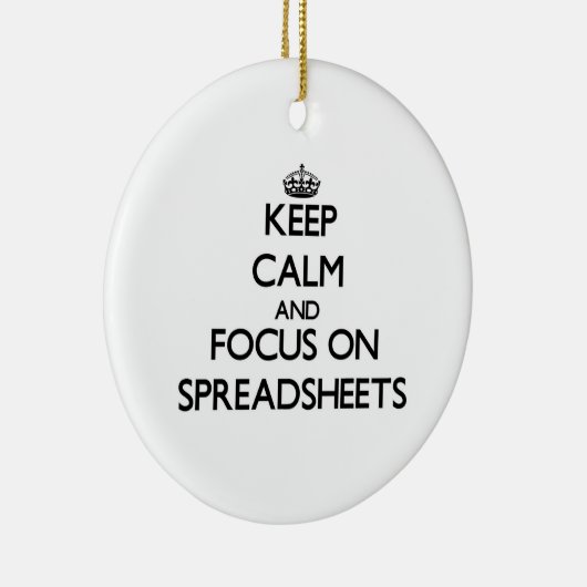 Kalm houden en focussen op spreadsheets keramisch ornament (Rechts)